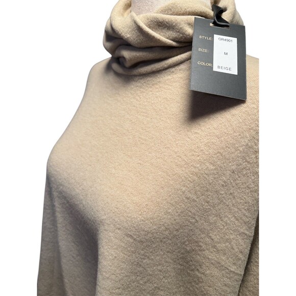 Rain Oversized Turtle Neck poncho feels like Cashmere soft beige sweater size M - Picture 1 of 6